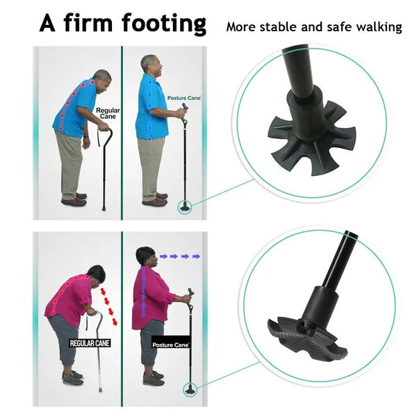 Kynvlo™ Ergonomic Adjustable Posture Cane – Walk Tall & Confident Again New