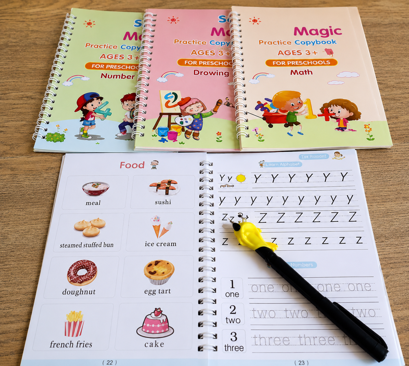 KYNVLO™  WriteMagic — Reusable Handwriting Practice Kit for Kids | 4 Books + Pen Set