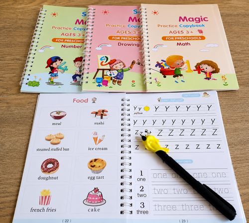 KYNVLO™  WriteMagic — Reusable Handwriting Practice Kit for Kids | 4 Books + Pen Set