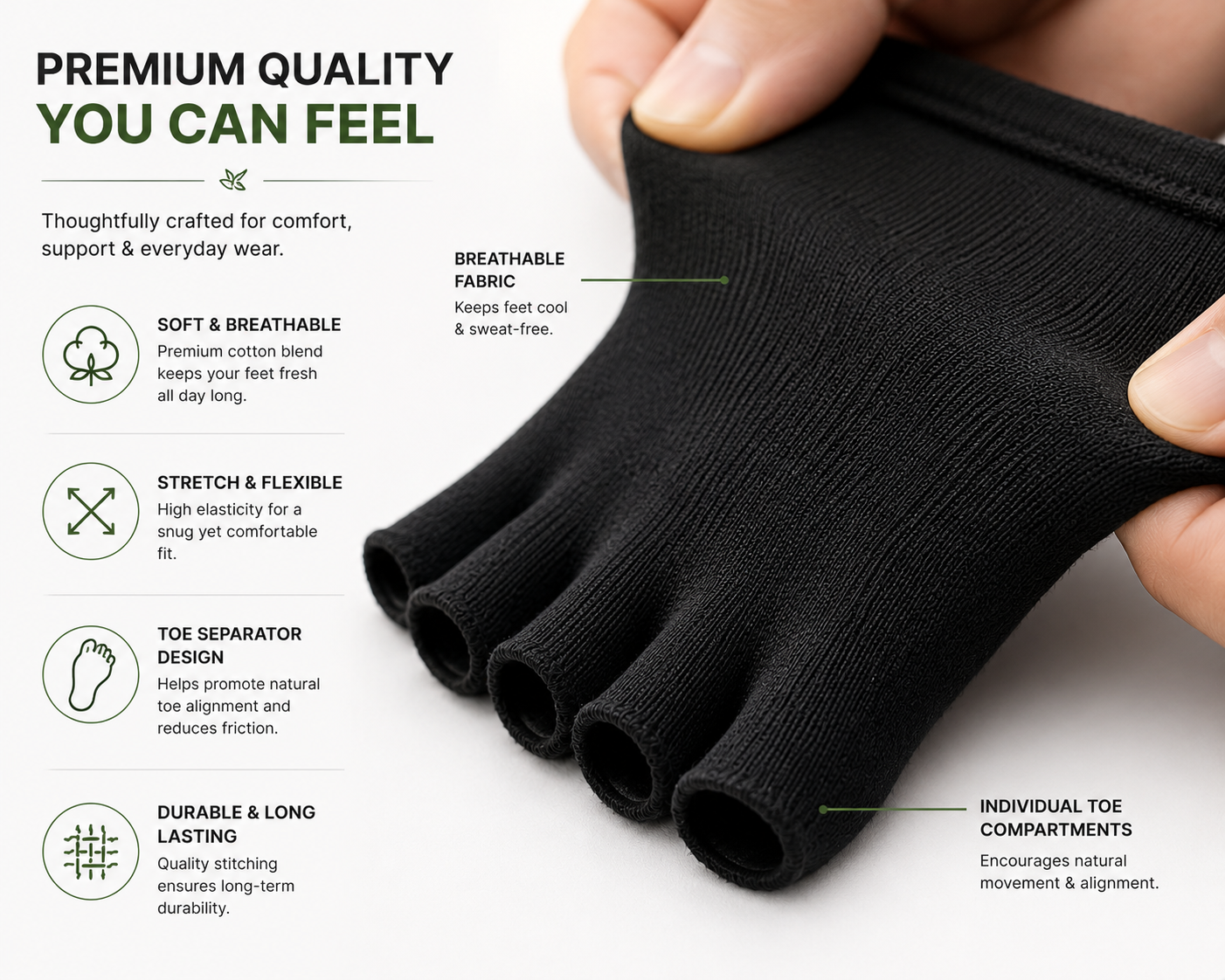 Kynvlo Toe Alignment Socks | 5 Toe Separator, Men & Women