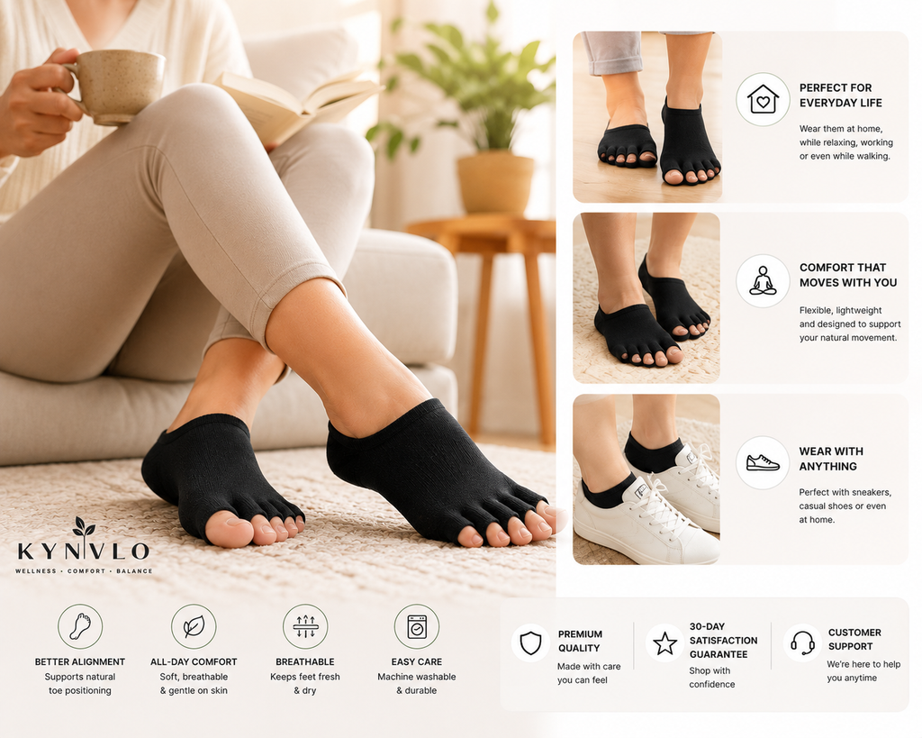 Kynvlo Toe Alignment Socks | 5 Toe Separator, Men & Women