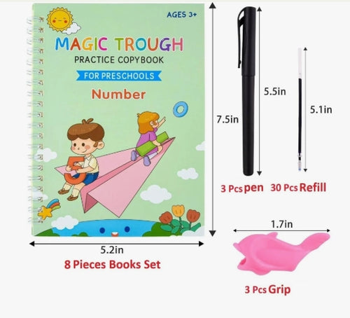 KYNVLO™ Magic Reusable Tracing Workbook Set for Kids | 8 Books Learning Kit (3+ Years)
